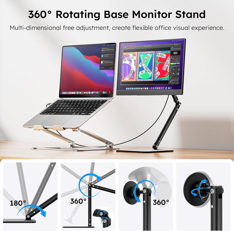Dopesplay Portable Monitor, 15.6" FHD 1080P IPS Travel Monitor for Laptop, Foldable Stand & Carry Case Included, USB-C Screen Extender for Laptop Mac PC Phone Xbox PS4/5 Switch - Image 2
